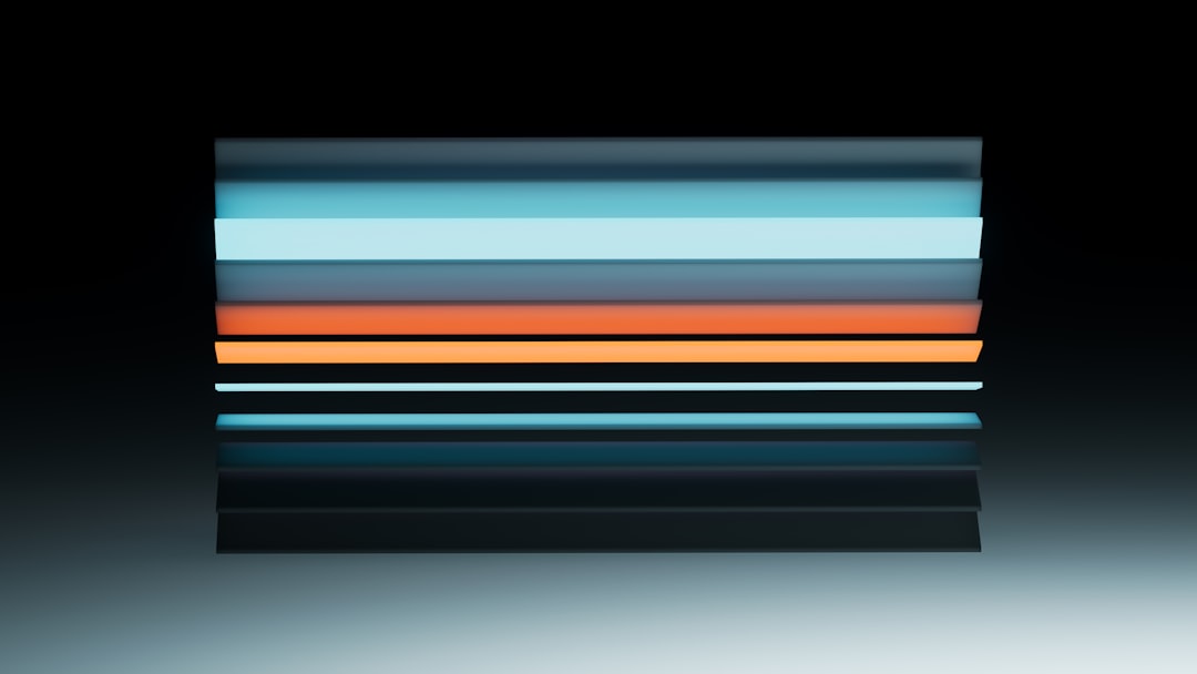 Abstract horizontal lines of blue, orange, and grey.